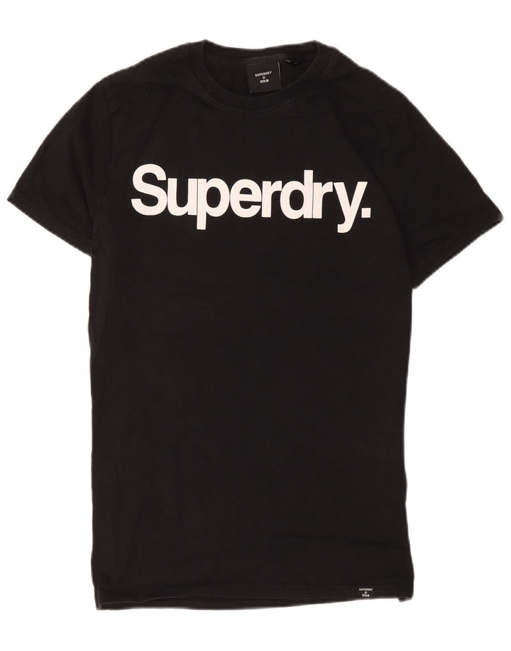 Superdry Herren Grafik-T-Shirt-Oberteil aus mittelschwarzer Baumwolle