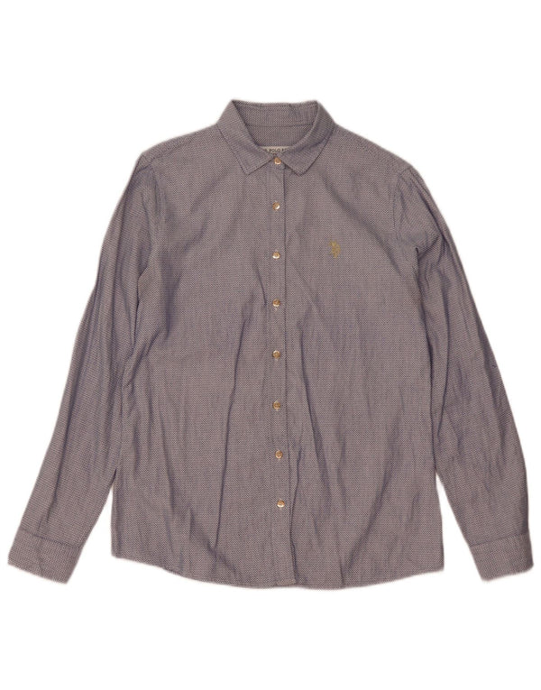 Polo Ralph Lauren Damen-Hemd, EU 36, klein, blau gepunktete Baumwolle