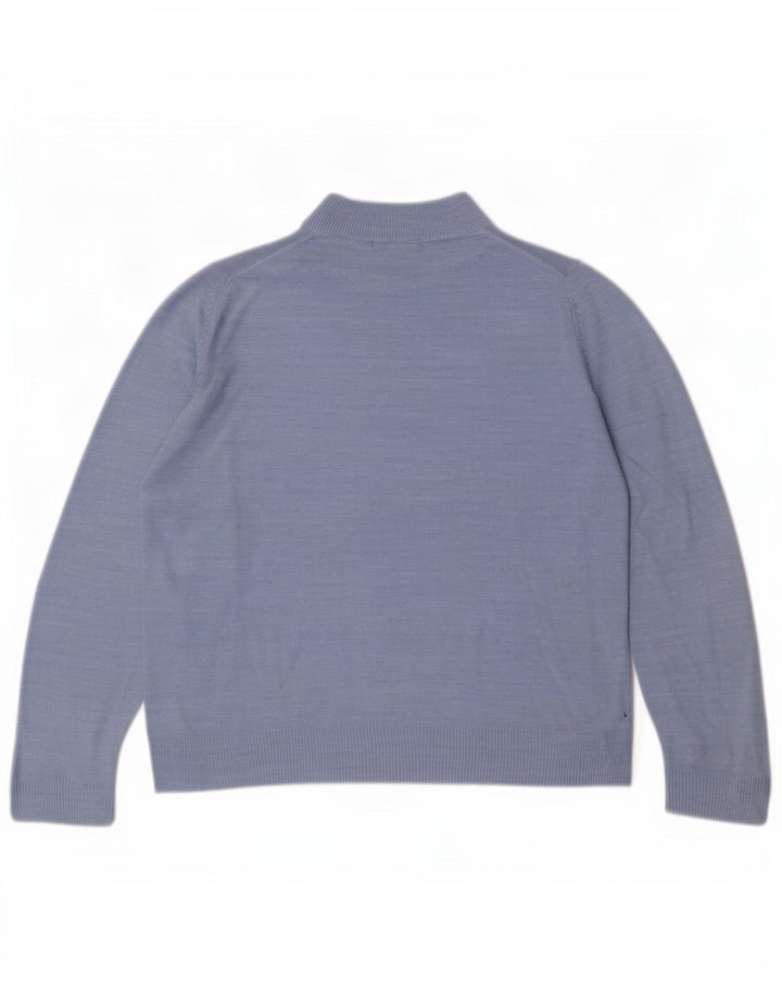 Marks & Spencer Rollkragenpullover für Damen, Gr. 14, Größe L, Blau meliert