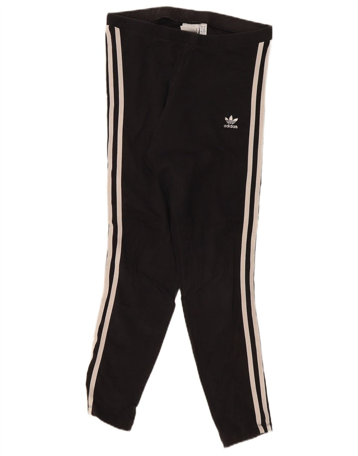 Adidas Damen Leggings UK 14 Medium Schwarz Baumwolle
