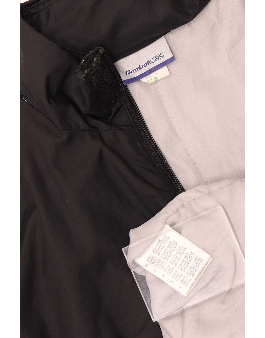Reebok Jungen-Regenjacke mit Kapuze, 13–14 Jahre, groß, schwarzes Nylon