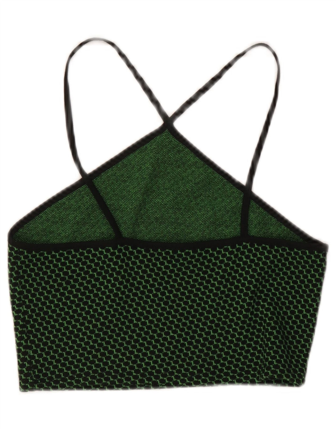Zara Damen Crop Neckholder Top UK 12 Mittelgrün gepunktet
