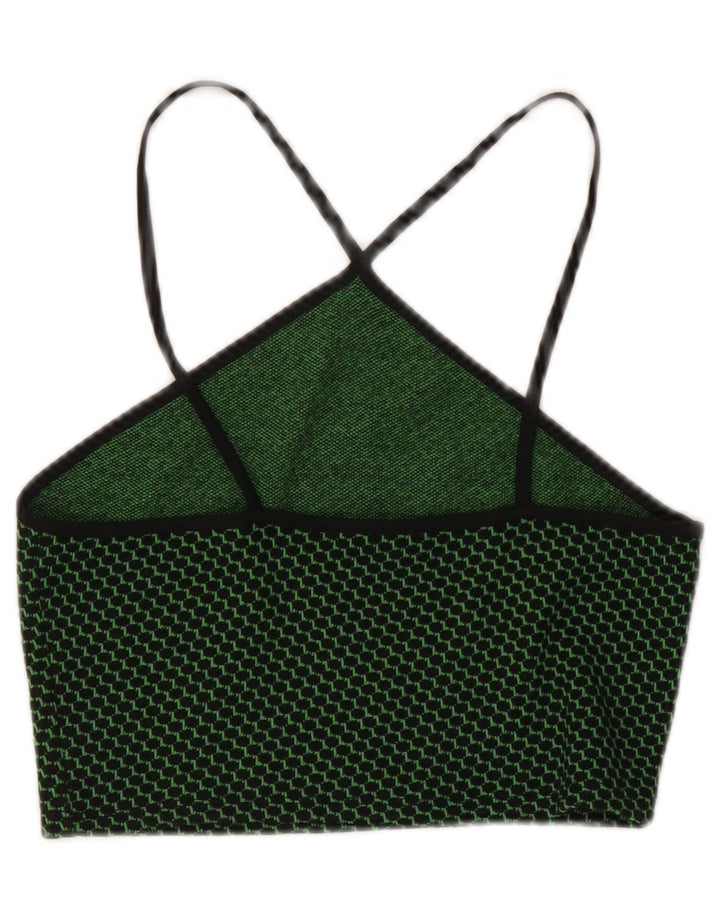 Zara Damen Crop Neckholder Top UK 12 Mittelgrün gepunktet