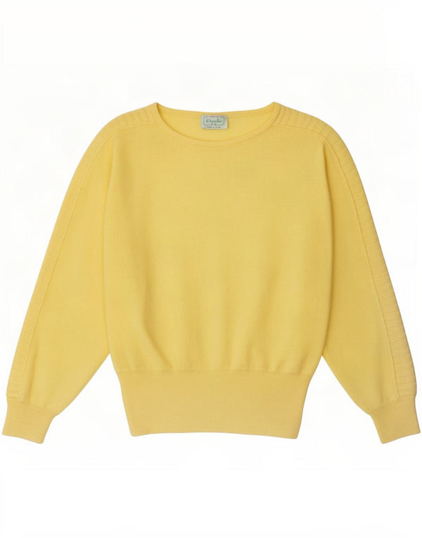 Benetton Damen-Pullover mit U-Boot-Ausschnitt IT 48 XL Gelbe Wolle