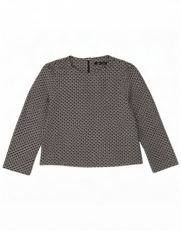 Zara Damen Langarm-Blusenoberteil UK 16 Large Schwarz Geometrisch