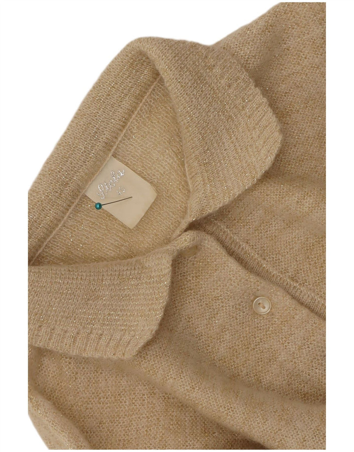 Vintage Damen Übergroßer Rollkragenpullover Pullover EU 40 Mittelbeige