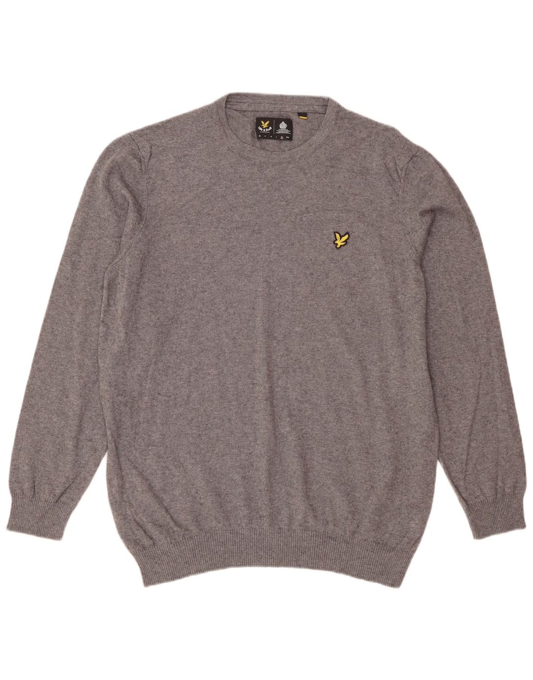 Lyle & Scott Herren-Pullover mit Rundhalsausschnitt, XL, graue Baumwolle