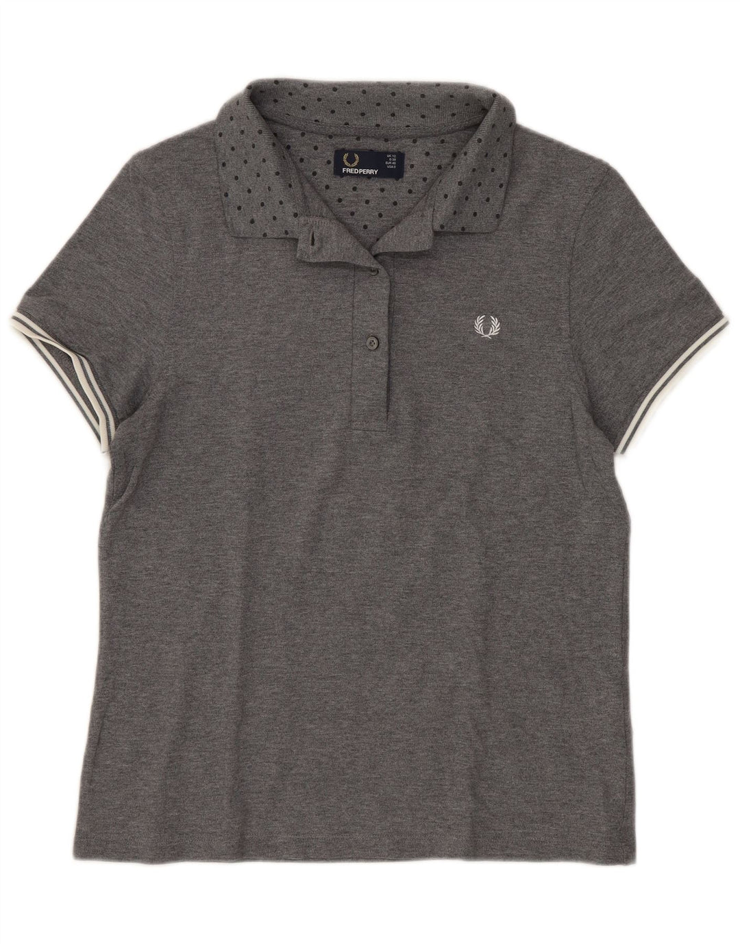 Fred Perry Damen-Poloshirt UK 12 Mittelgrau gefleckte Baumwolle