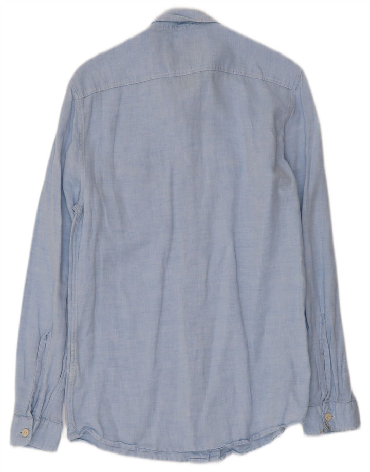 Jack Wills Herrenhemd, klein, aus blauem Leinen