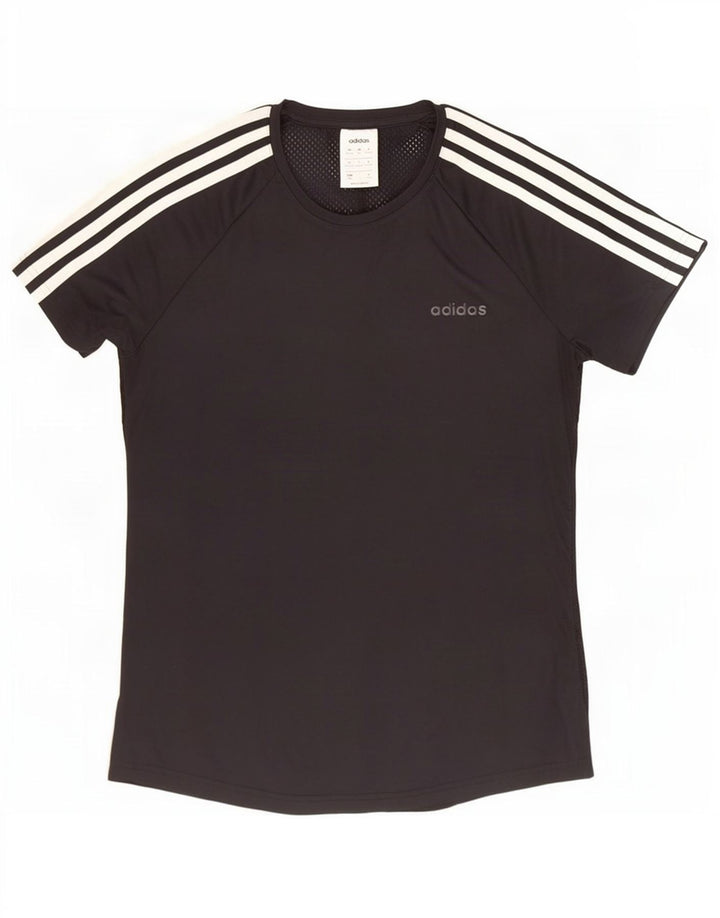 Adidas Damen Climalite T-Shirt Top UK 12/14 Medium Schwarz Polyester