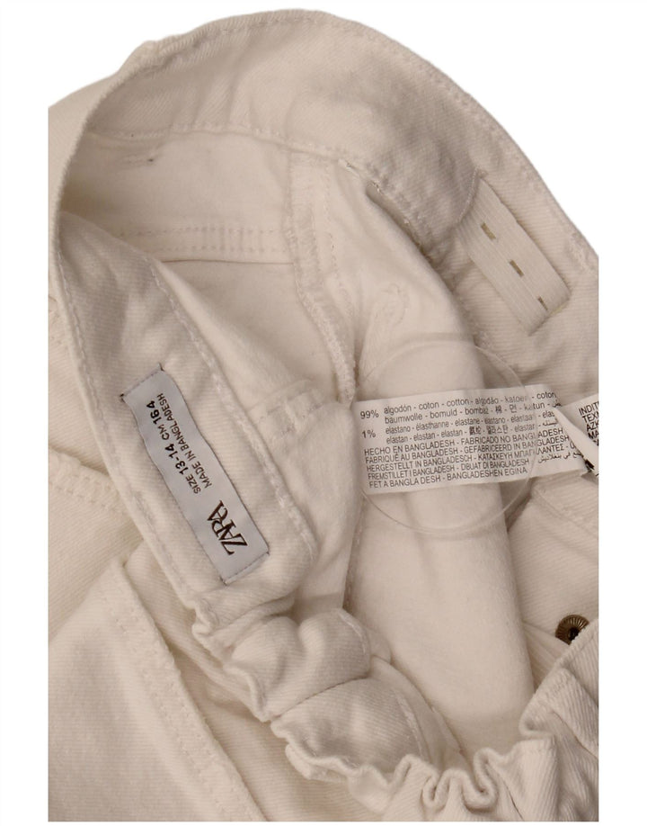 ZARA Mädchen-Jeansshorts, 13–14 Jahre, W27, weiße Baumwolle