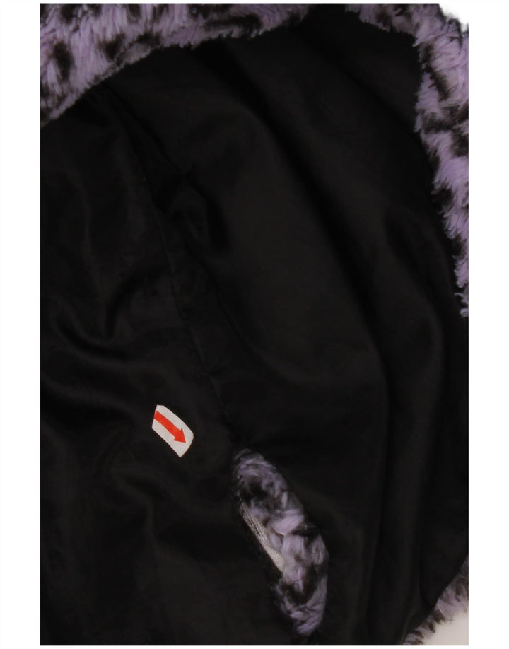 VINTAGE Damen Bomberjacke aus Kunstfell UK 18 XL Lila Animal Print