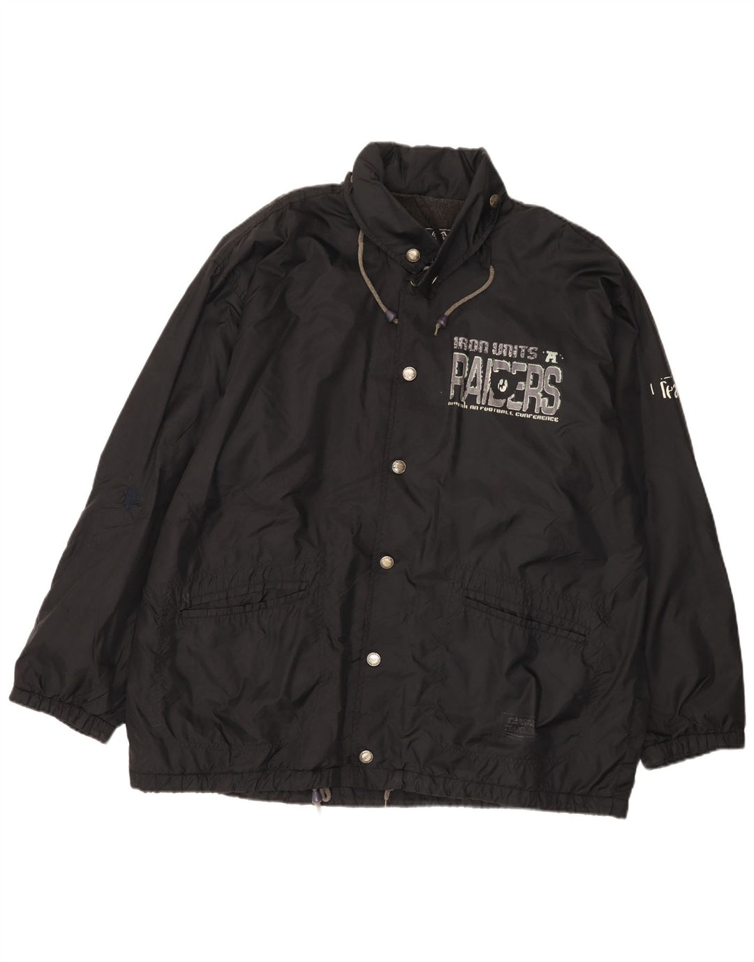 NFL Herren Raiders Graphic Regenjacke UK 42 XL Schwarzes Nylon