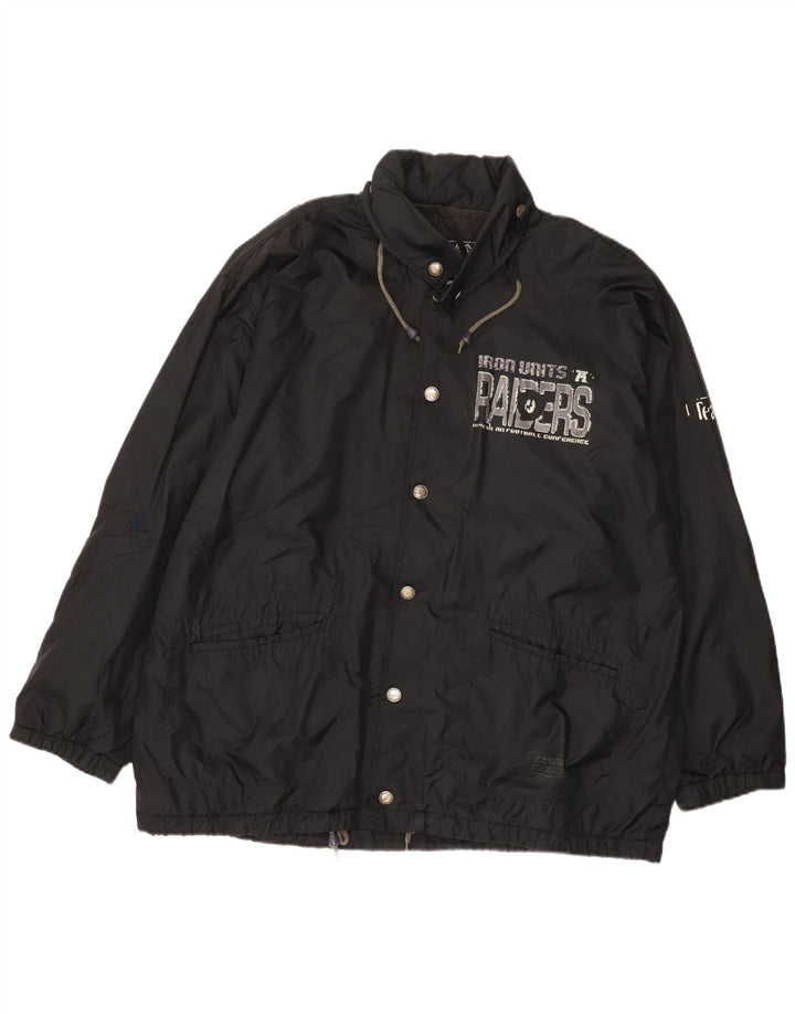 NFL Herren Raiders Graphic Regenjacke UK 42 XL Schwarzes Nylon
