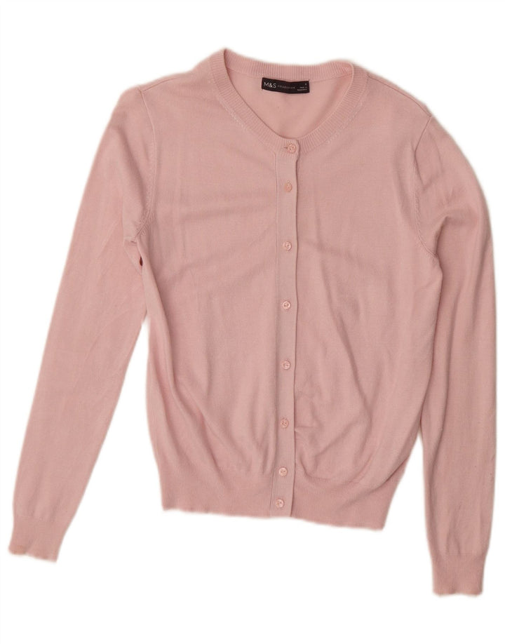MARKS & SPENCER Damen-Cardigan-Pullover UK 8 Kleine rosa Viskose