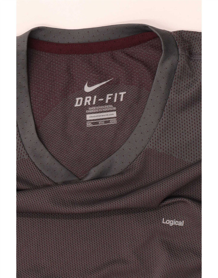 Nike Herren-Top mit 3/4-Ärmeln, 2XL, Grau, Farbblock