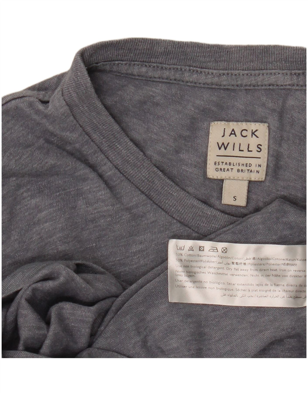 Jack Wills Herren-T-Shirt-Oberteil, klein, grau gesprenkelte Baumwolle