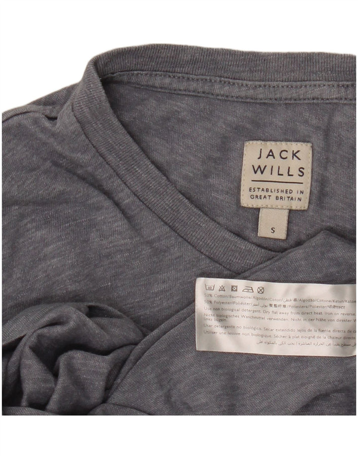 Jack Wills Herren-T-Shirt-Oberteil, klein, grau gesprenkelte Baumwolle