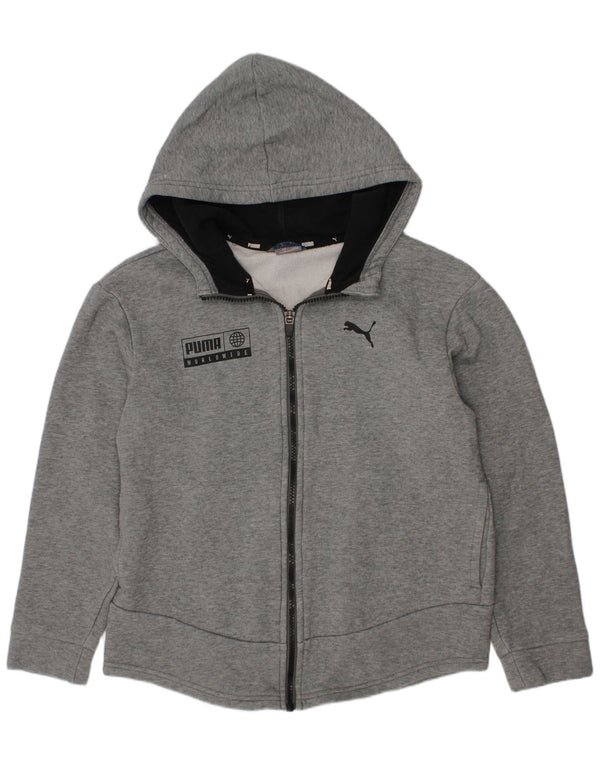 PUMA Mädchen Graphic Zip Hoodie Pullover 11–12 Jahre graue Baumwolle