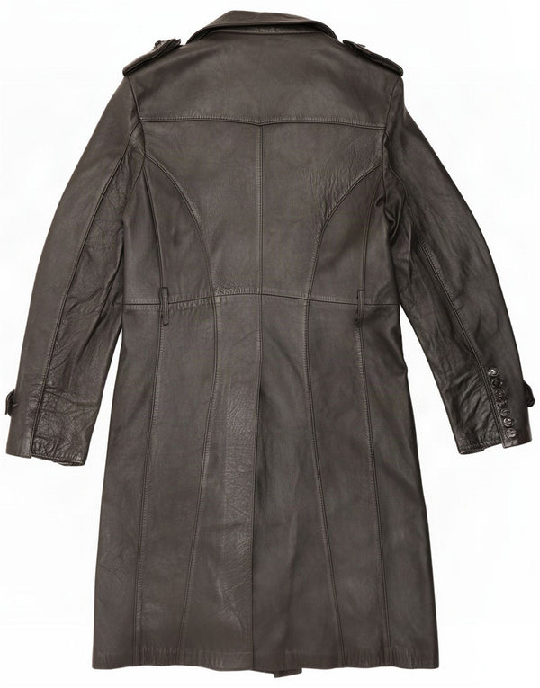 Marcos Damen-Leder-Zweireihermantel IT 56 4XL Schwarz