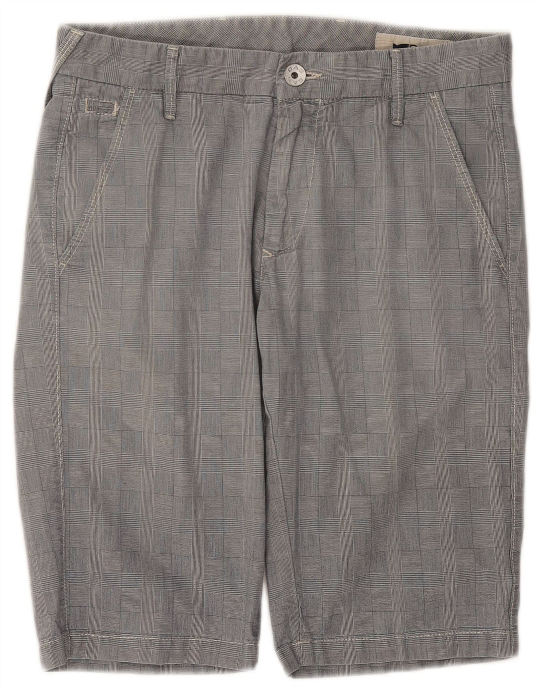 GAS Herren Chinoshorts W30 Mittelgrau karierte Baumwolle