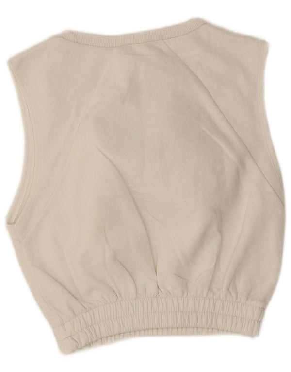 Zara Crop ärmelloser Sweatshirt-Pullover für Damen, UK 10, Größe S, weiße Baumwolle