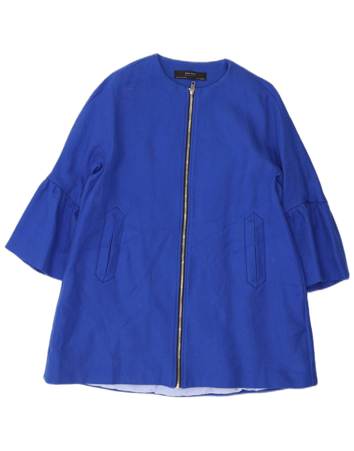 Zara Damen Mantel UK 14 Mittelblaue Baumwolle