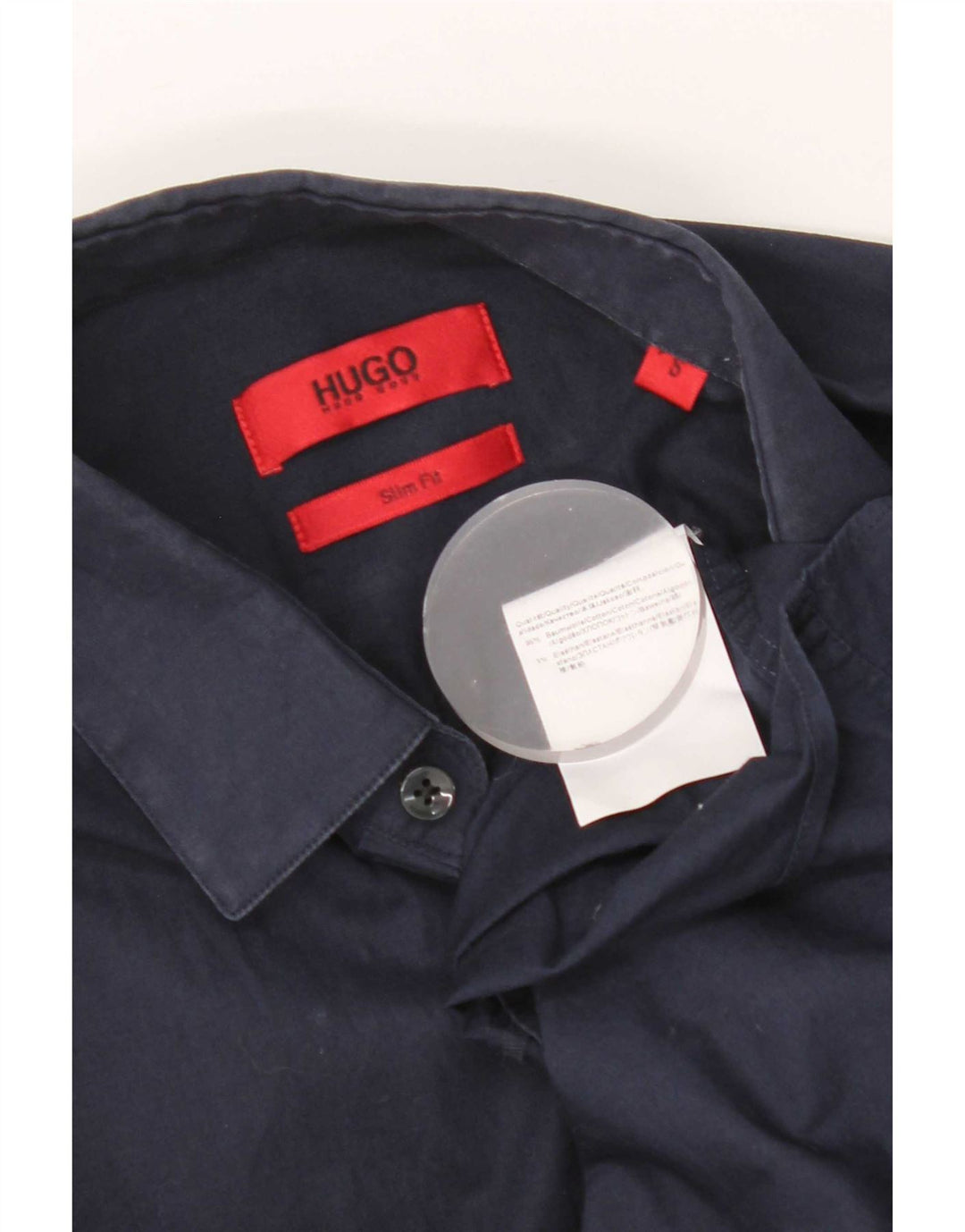 Hugo Boss Herren-Slim-Fit-Hemd, klein, marineblau, Baumwolle
