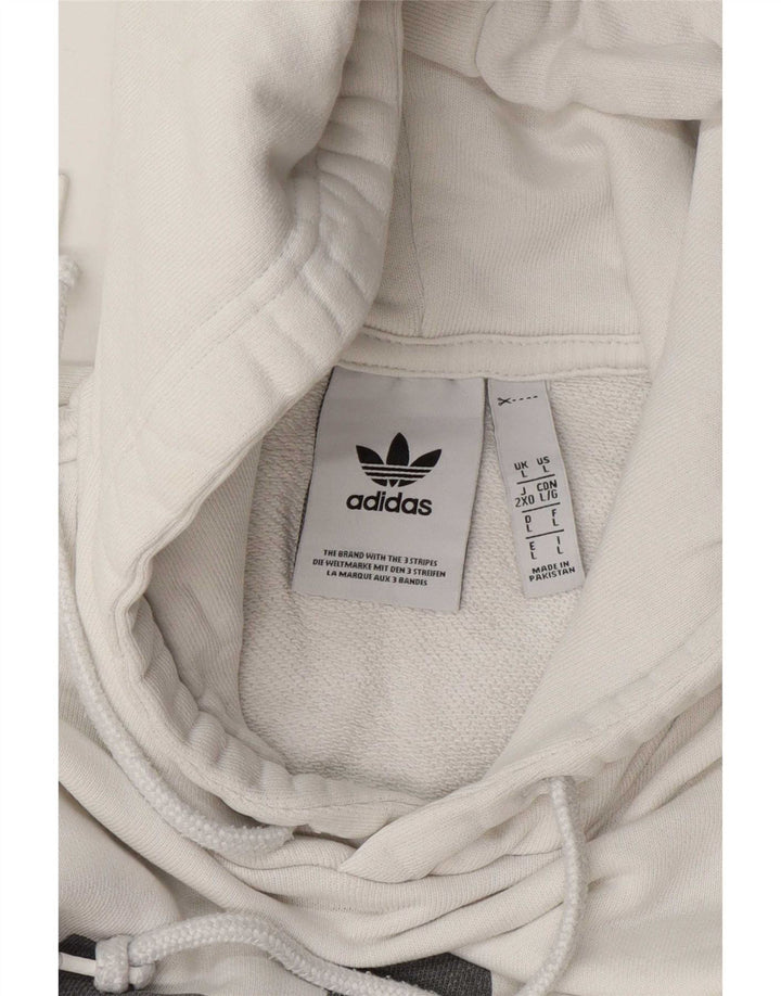 Adidas Herren Kapuzenpullover mit Grafik, Größe L, Weiß