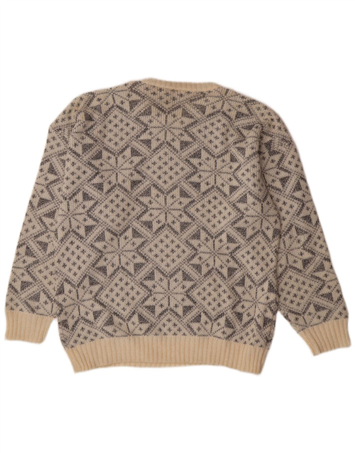 YESSICA Womens Crew Neck Jumper Sweater EU 40 Medium Off White Fair Isle