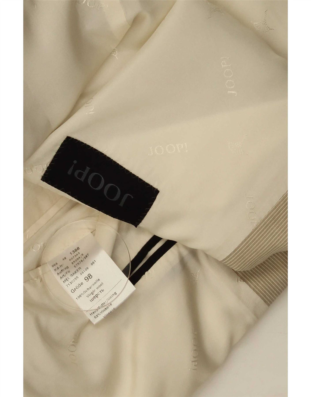Joop Herren-Blazer mit 2 Knöpfen, IT 48, mittelbeige, Nadelstreifen-Schurwolle