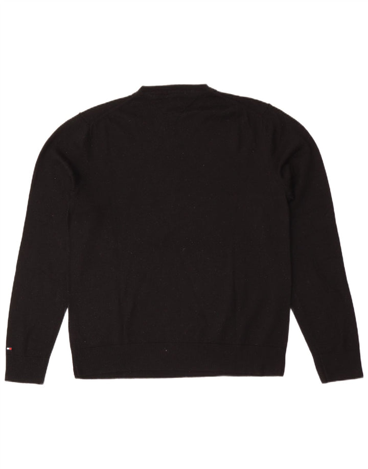 Tommy Hilfiger Herren-Pullover mit V-Ausschnitt, XL, schwarze Wolle