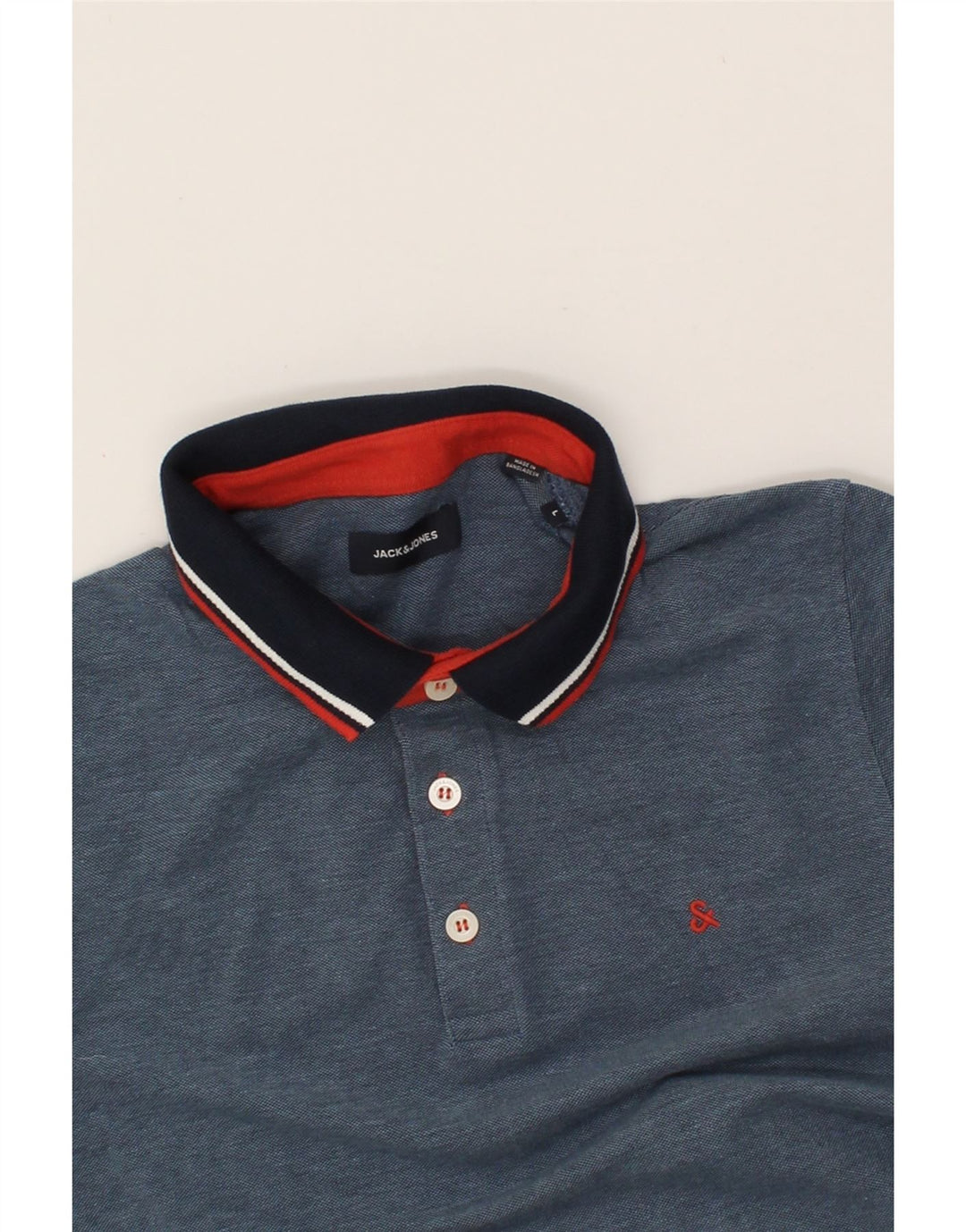 JACK & JONES Mens Polo Shirt Large Blue Cotton Vintage Jack & Jones and Second-Hand Jack & Jones from Messina Hembry 