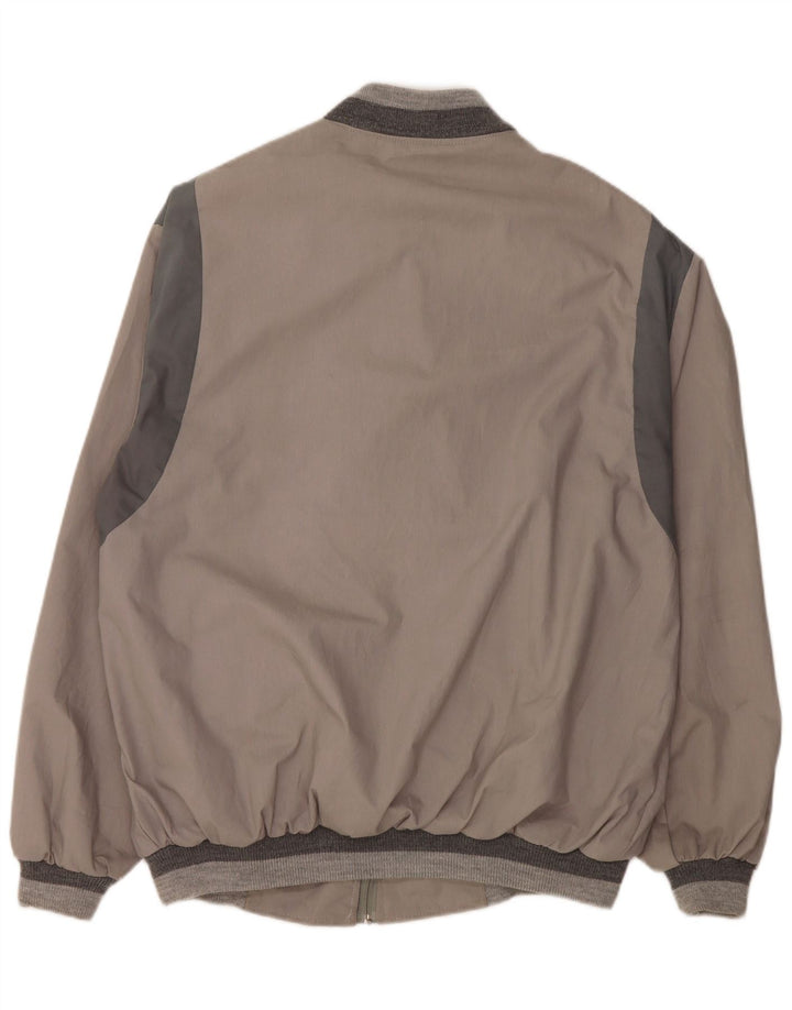 VINTAGE Mens Bomber Jacket UK 42 XL Grey Colourblock Polyester