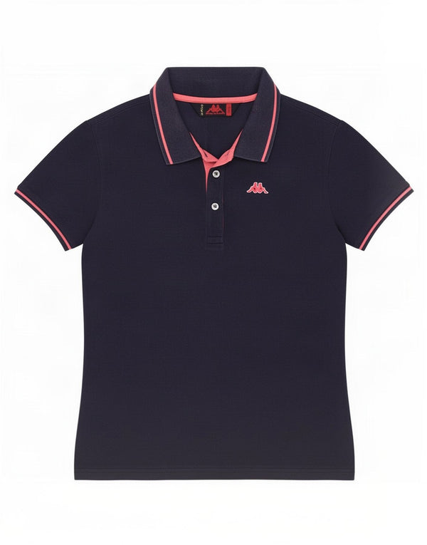 Kappa Damen Poloshirt UK 14 Large Marineblau Baumwolle
