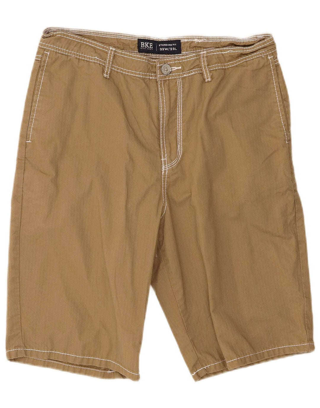 BKE Mens Standard Fit Chino Shorts W33 Medium Khaki Cotton