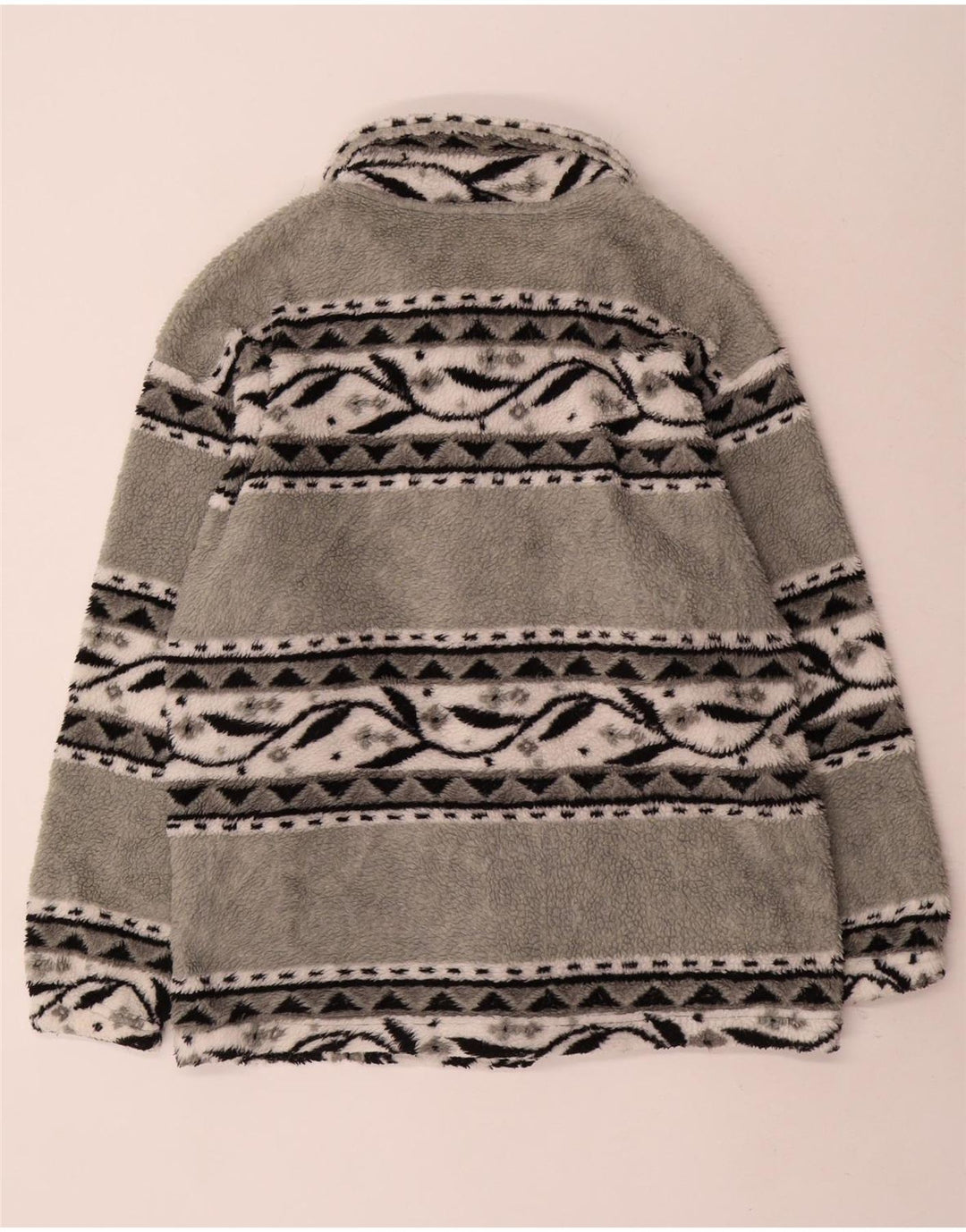 Vintage Herren Fleecejacke UK 38 Mittelgrau Fair Isle