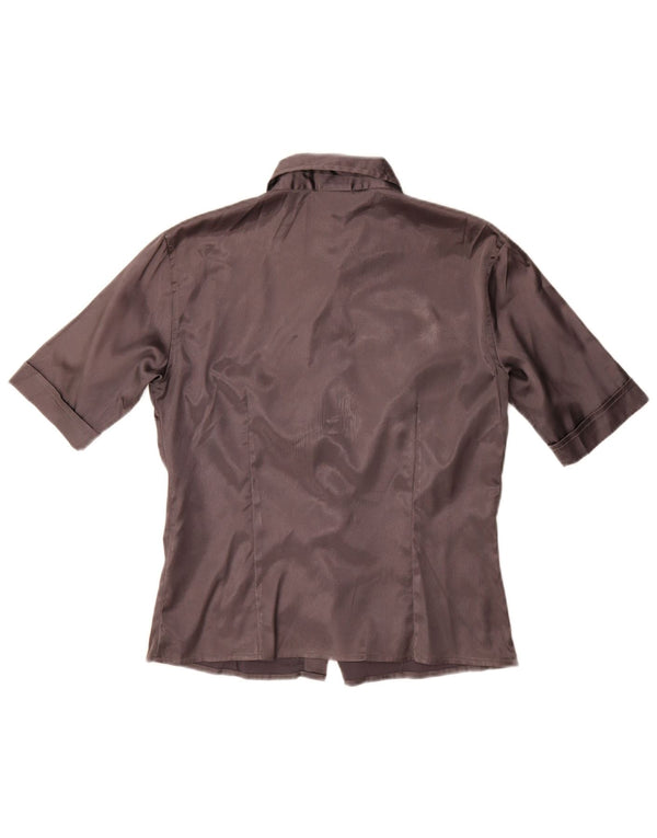 Stefanel Damen Kurzarmhemd UK 14 Large Grau