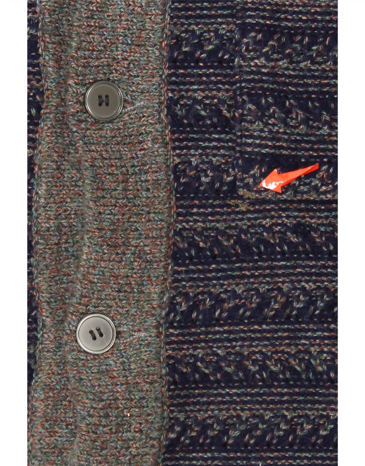 Vintage Herren Cardigan Pullover Medium Marineblau gestreift