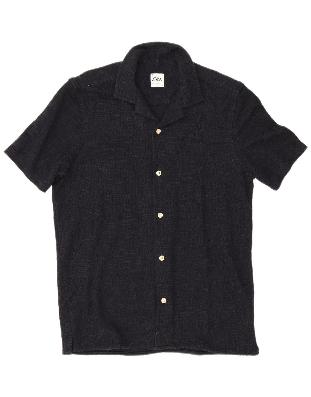 Zara Damen Kurzarmhemd Medium Marineblau