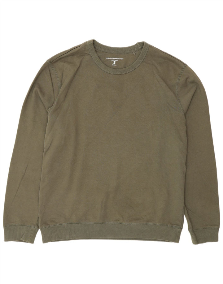French Connection Herren-Sweatshirt, Pullover, XL, Khaki, Baumwolle