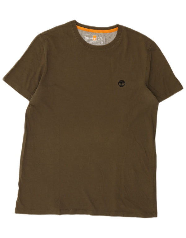 Timberland Herren Slim Fit T-Shirt Top Large Khaki Baumwolle