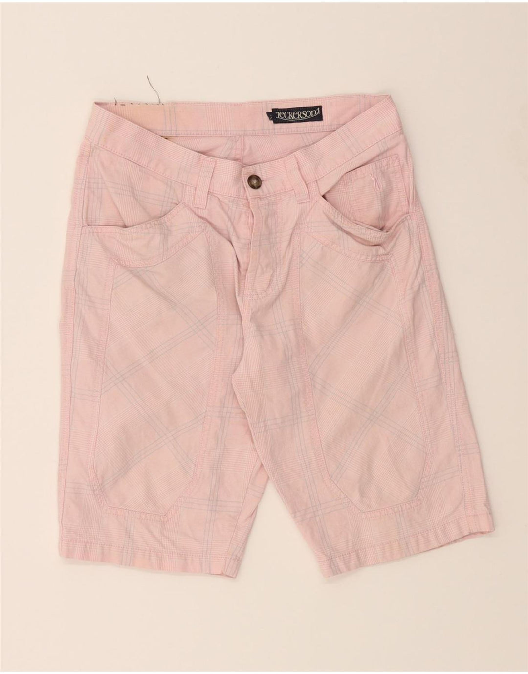 JECKERSON Mens Bermuda Shorts W30 Medium Pink Check Cotton Vintage Jeckerson and Second-Hand Jeckerson from Messina Hembry 