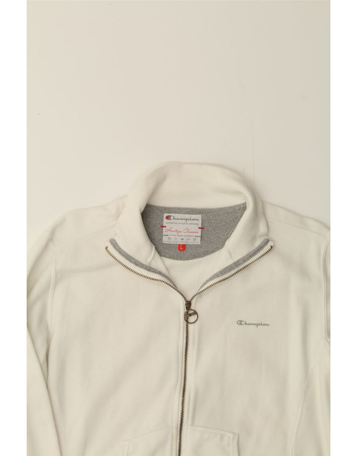 CHAMPION Womens Crop Tracksuit Top Jacket UK 16 Large White Cotton Vintage Champion and Second-Hand Champion from Messina Hembry 