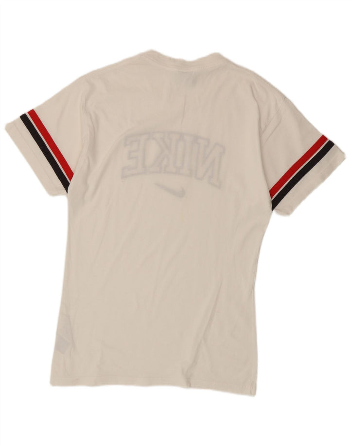 Nike Herren-T-Shirt mit Grafik, Größe S, weiße Farbblock-Baumwolle