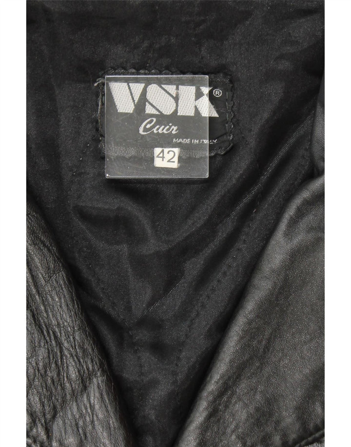 VINTAGE Womens Leather Jacket IT 42 Medium Black Vintage Vintage and Second-Hand Vintage from Messina Hembry 