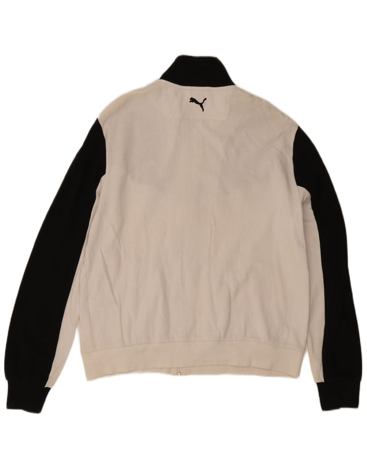 Puma Herren-Trainingsanzug-Top-Jacke, groß, weiße Colourblock-Baumwolle