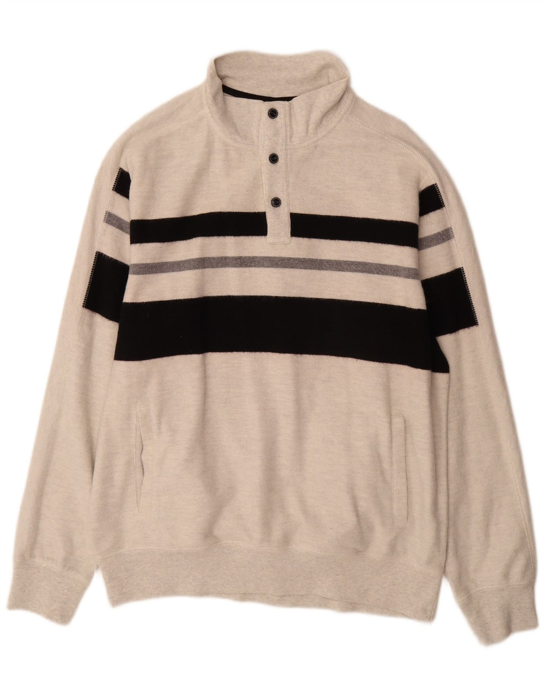 Chaps Herren-Sweatshirt mit Knopfkragen, XL, Grau, Colourblock-Baumwolle