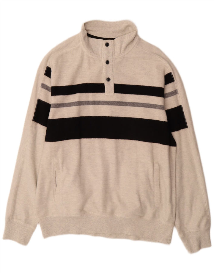 Chaps Herren-Sweatshirt mit Knopfkragen, XL, Grau, Colourblock-Baumwolle