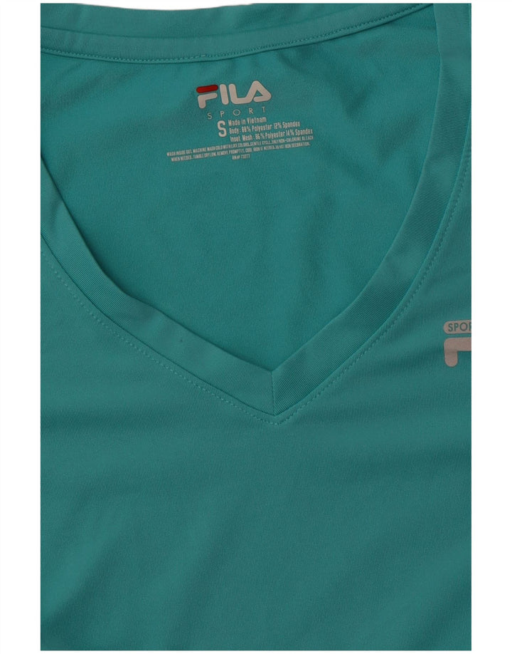 FILA Damen T-Shirt Top UK 8 Small Türkis Polyester